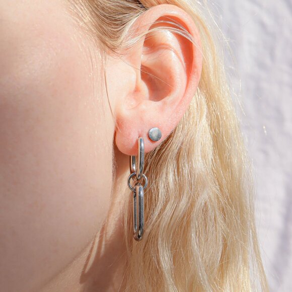 Stainless Steel Silver Convertible Huggie Earrings | Waterproof Hypoallergenic - Picture 2 of 4